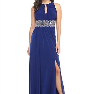 R & M RichardsWomen's Beaded Waist Sleeveless Maxi Dress